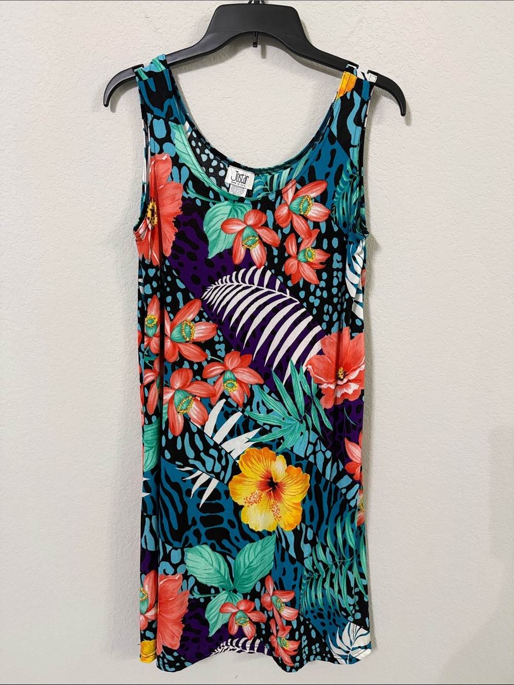 Jostar Tropical Floral Print Tank Dress Coverup